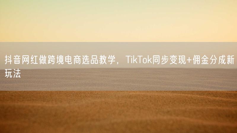 抖音网红做跨境电商选品教学，TikTok同步变现+佣金分成新