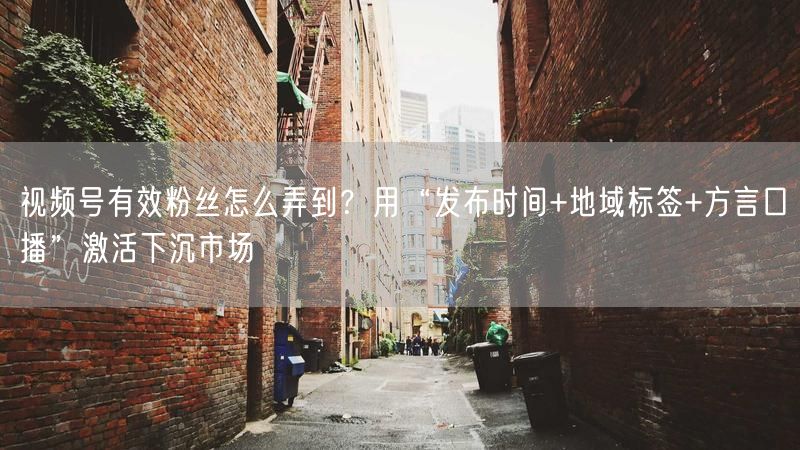 视频号有效粉丝怎么弄到？用“发布时间+地域标签+方言口播”激活下沉市场