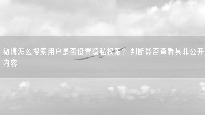 微博怎么搜索用户是否设置隐私权限？判断能否查看其非公开内容