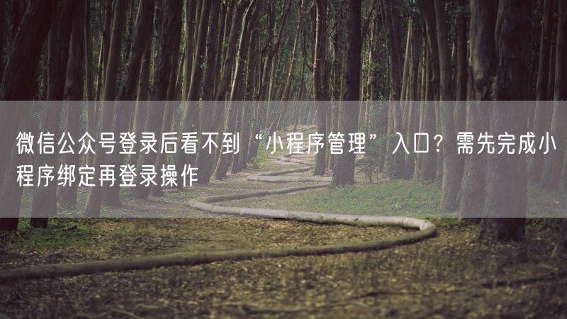微信公众号登录后看不到“小程序管理”入口？需先完成小程序绑定再登录操作